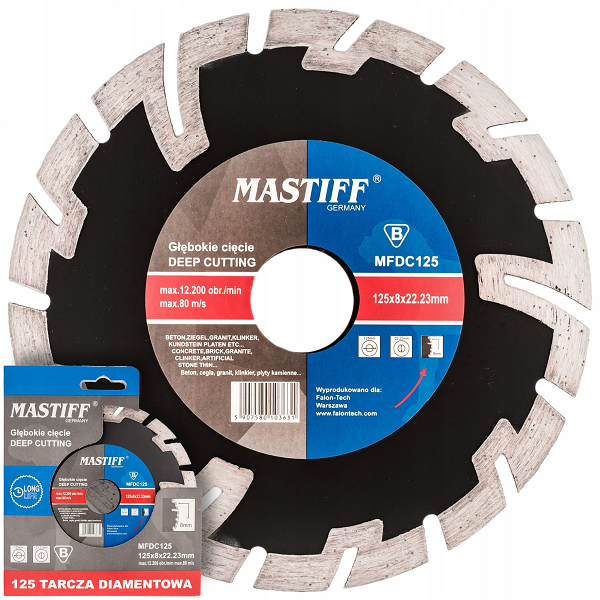 Tarcza diamentowa segmentowa do cięcia kostki betonu cegły 125 MASTIFF