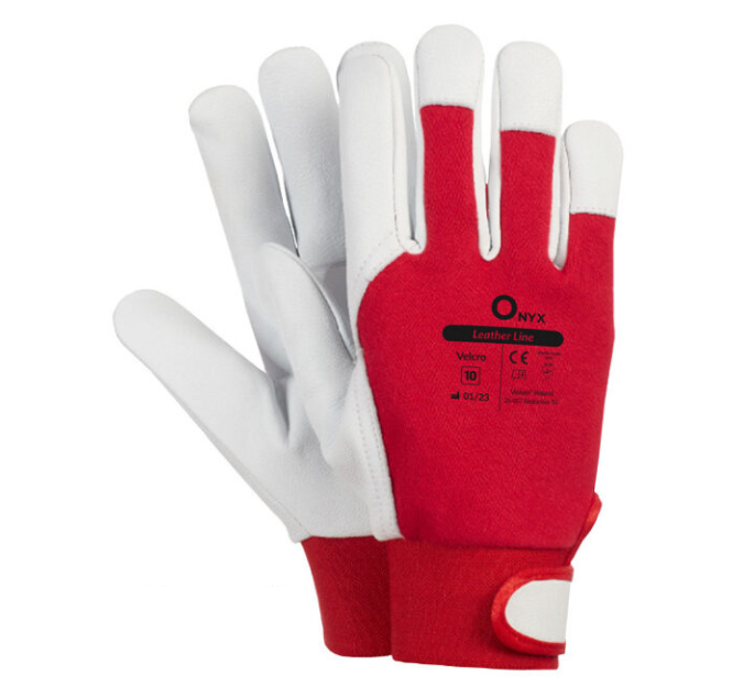 Rękawice rękawiczki robocze skórzane na rzep Velcro Verken