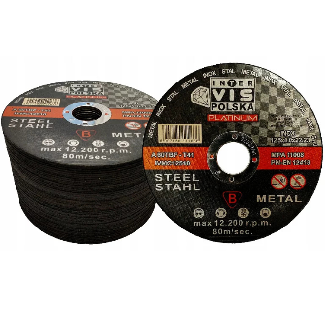 Tarcza do cięcia metalu stali INTER VIS Platinum Inox 125x1,2 mm