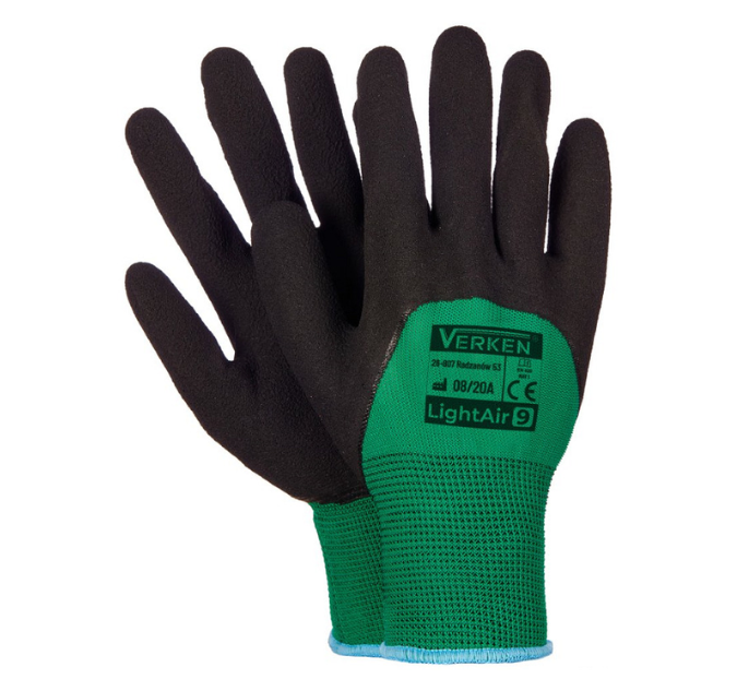 Rękawice robocze powlekane spienionym lateksem VERKEN LIGHTAIR