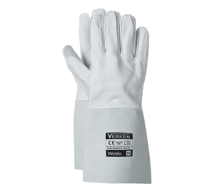 Rękawice spawalnicze z miękkiej skóry koziej wykończone grubszym mankietem WELDO VERKEN
