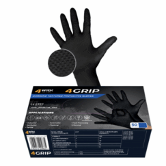 Rękawice nitrylowe teksturowane czarne diamentowa struktura GRIP GO 4WRK