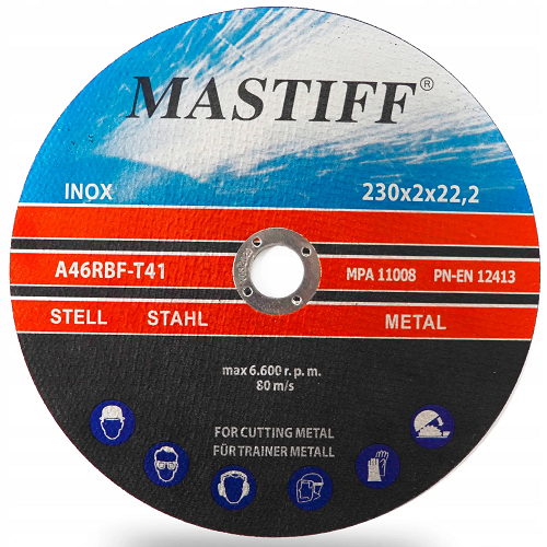 Tarcza do cięcia metalu, stali i INOX 230x2x22,2 mm MFMC23020 Mastiff