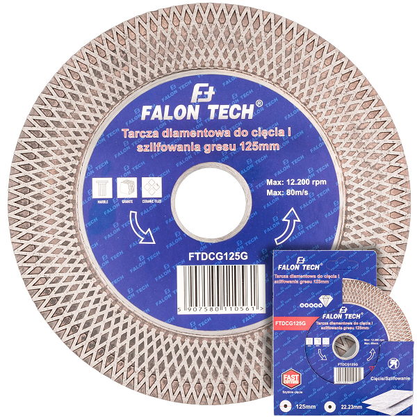 Tarcza 125 diamentowa do cięcia szlifowania gresu płytek glazury FTD125G FALON TECH