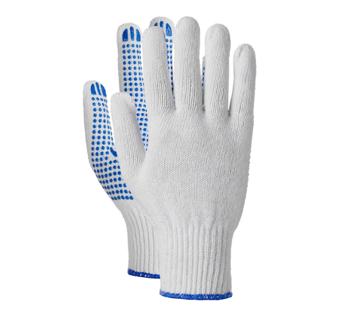 Rękawice robocze wykonane z dzianiny bawełnianej nakrapiane PVC Dotka Verken