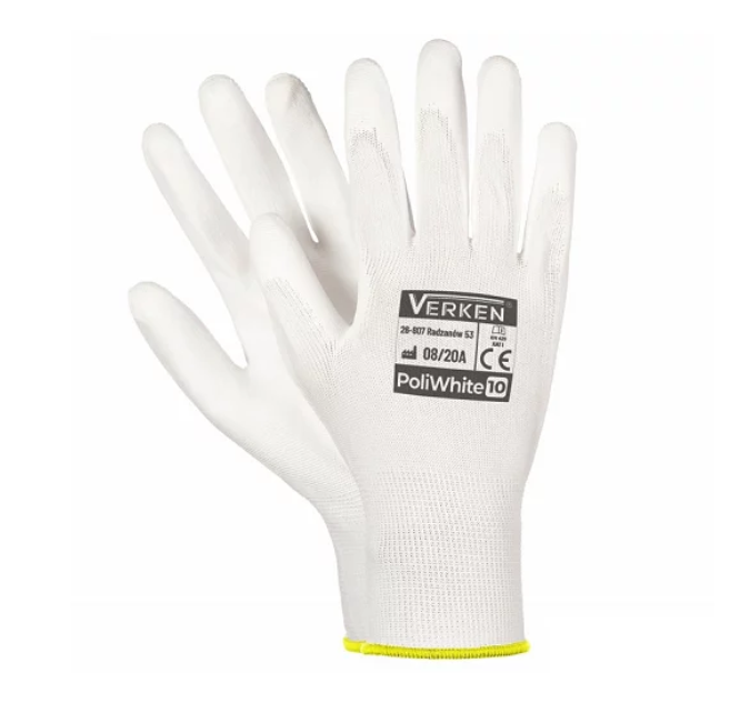 Rękawice ochronne rękawiczki robocze poliuretanowe POLI WHITE Verken