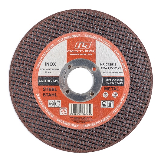 Tarcza do cięcia metalu stali INOX zbrojona szlifierki kątowej 125x1,2 mm Nest Rol