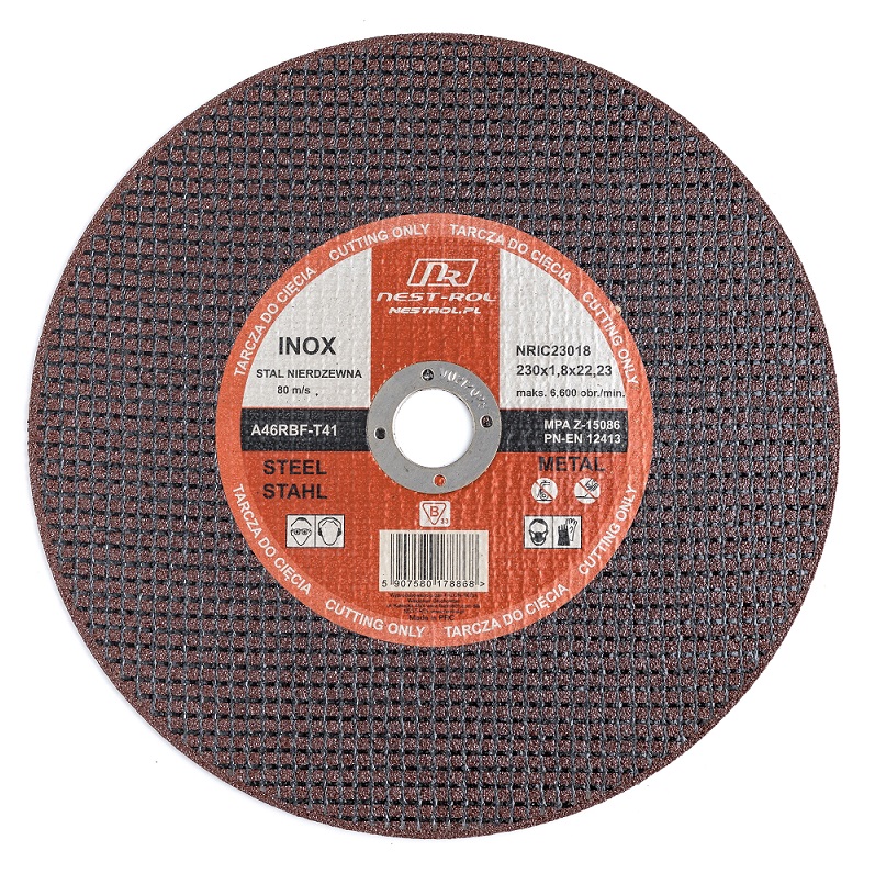 Tarcza do cięcia stali metalu INOX zbrojona szlifierki kątowej 230x1,8 mm Nest Rol