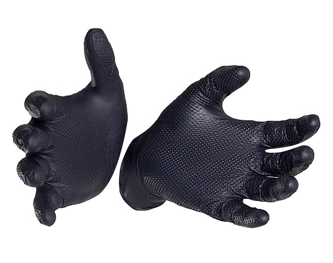 Rękawiczki Nitrylowe Czarne Rękawice warsztatowe dla mechanika diamenciki GoGrip promates 50 sztuk