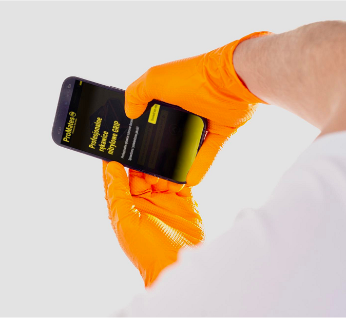 Rękawiczki Nitrylowe Orange Rękawice warsztatowe dla mechanika diamenciki GoGrip promates 50 sztuk