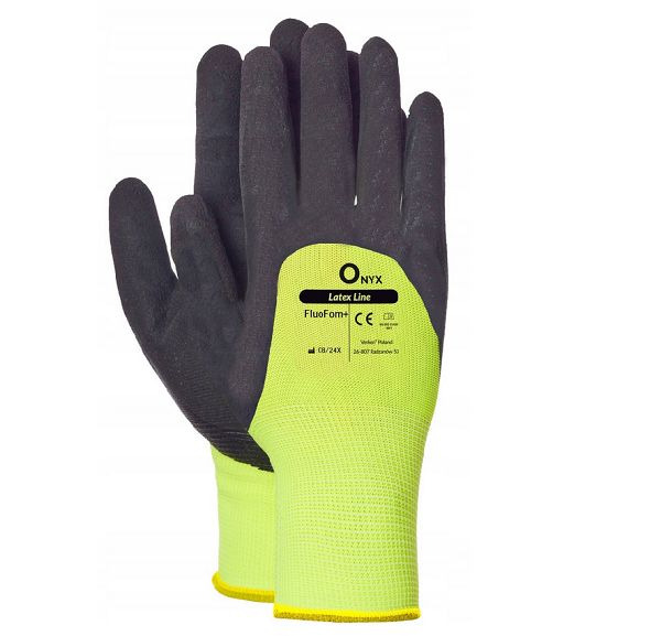 Rękawice powlekane spienionym lateksem Fluo Fom Onyx VERKEN