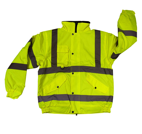 Kurtka zimowa ocieplana ostrzegawcza odblaskowa robocza wodoodporna drogowa żółta kaptur Bhp