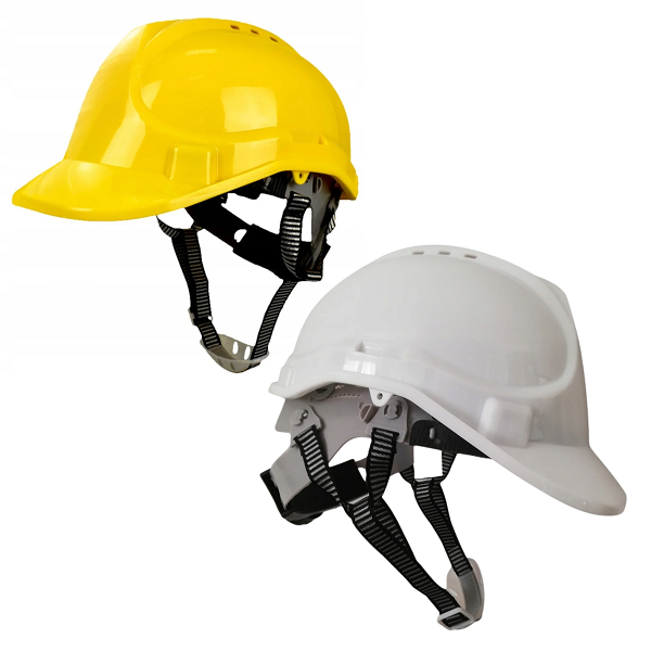 Kask Ochronny BHP Roboczy Budowlany Hełm Żółty Lekki Z Daszkiem 4 punktowy