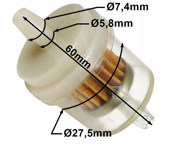 Filtr paliwa przepływowy do kosiarki skutera uniwersalny
