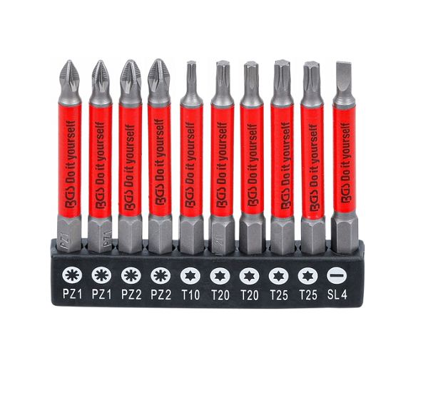 Zestaw bity antypoślizgowe magnetyczne długie 1/4″ 10 szt. PZ, TX, SL
