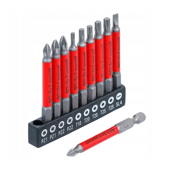 Zestaw bity antypoślizgowe magnetyczne długie 1/4″ 10 szt. PZ, TX, SL