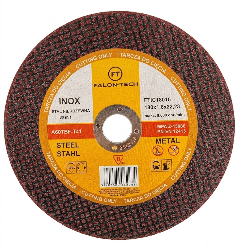 Tarcza do cięcia metalu INOX szlifierki kątowej 180×1,6 mm FTIC18016 Falon Tech