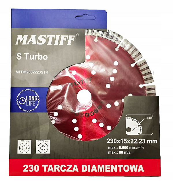 Tarcza diamentowa S-Turbo do cięcia betonu kostki 230 15 mm Mastiff