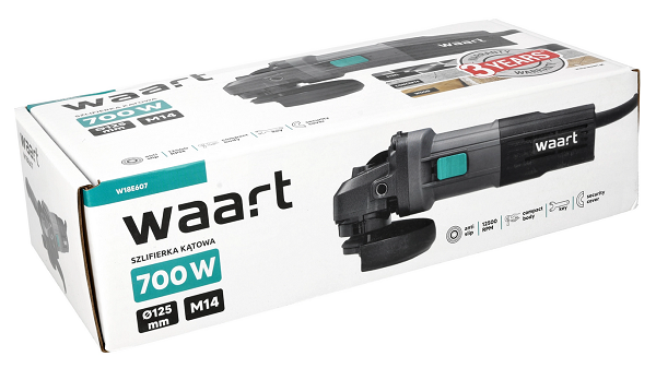 WAART SZLIFIERKA KĄTOWA KĄTÓWKA 125mm 700W sieciowa 230V  W18E607 3 lata gwarancji