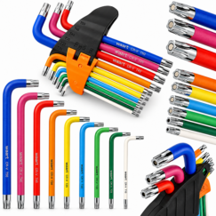 Zestaw kluczy torx Klucze TORX WAART W32M516 – zestaw 9 szt. kolorowe długie T10–T50