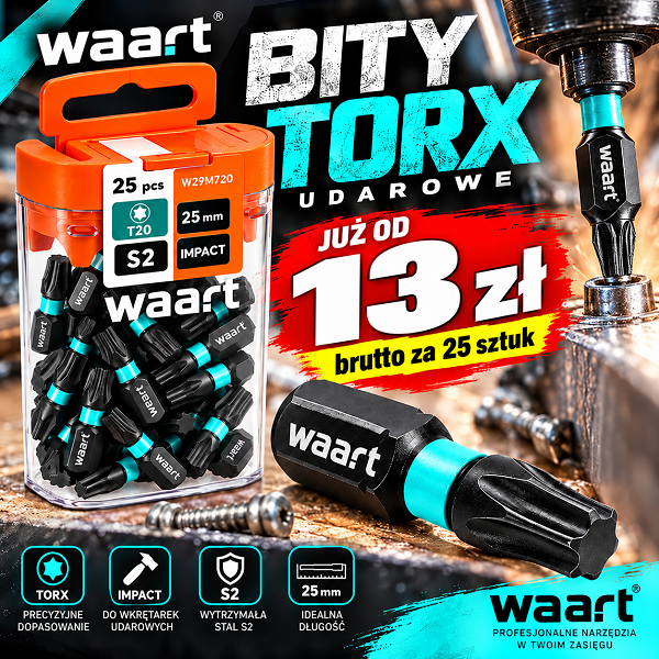 Torx System Bity udarowe TORX do wkrętów ciesielskich 25 mm zestaw 25 szt. pudełko ...